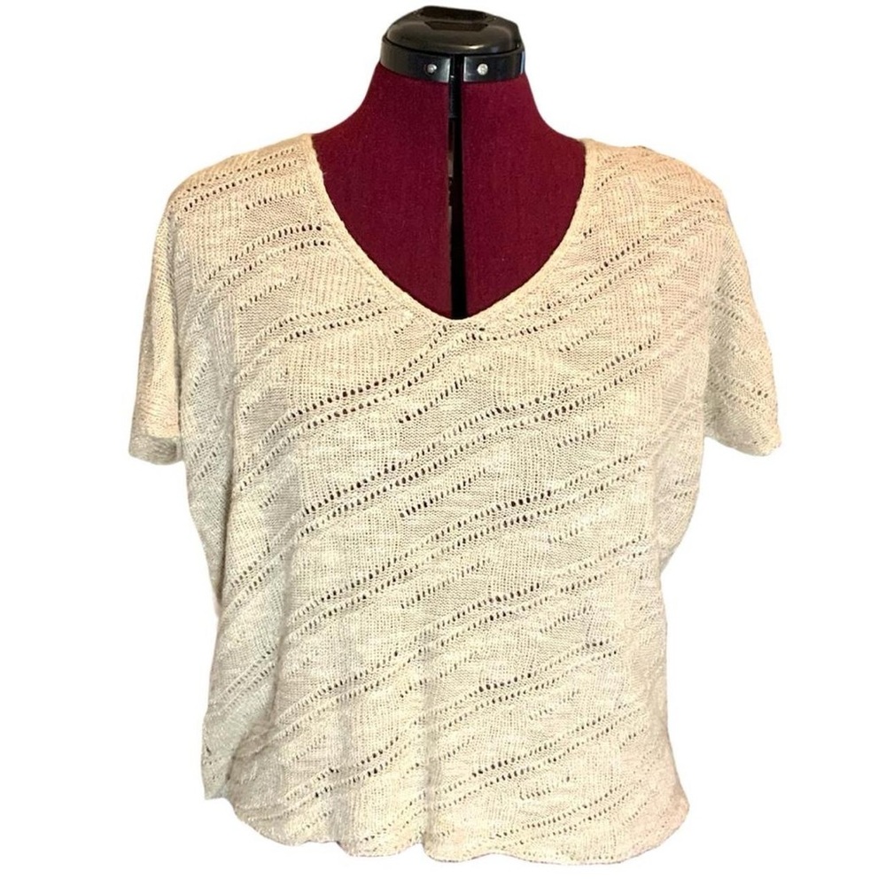 Eileen Fisher Linen Knit short sleeve sweater size XS fits like M